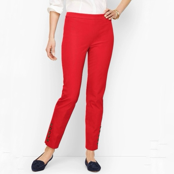 Talbots Pants - Talbots Red Chatham Button Hem Ankle Pants Size 4P
